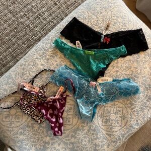 NWT!! Victorias Secret & Adore Me Panities Thong Bundle of 5 Cotton & Lace